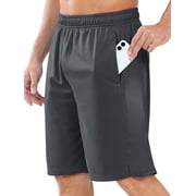 NORTHYARD Mens 10" Athletic Shorts Mesh Basketball Shorts with Zipper Pockets Gym Lightweight Quick Dry Darkgrey L
