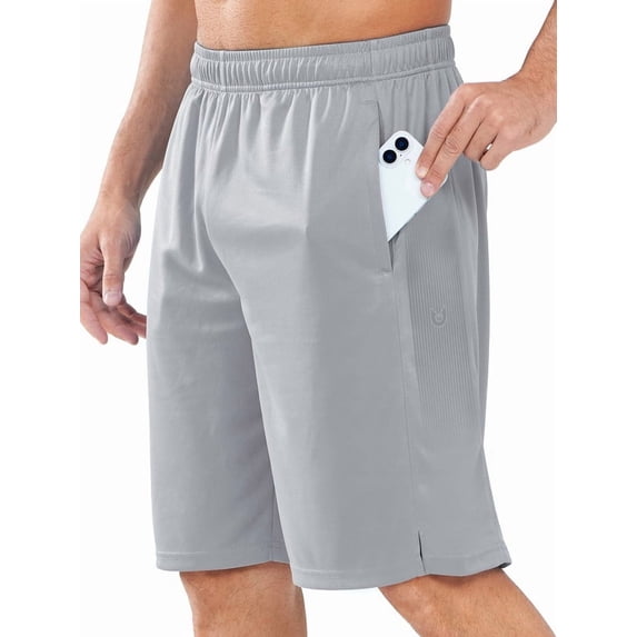 NORTHYARD Men's 10" Athletic Shorts Mesh Basketball Shorts with Zipper Pockets Gym Lightweight Quick Dry Lightgrey XL