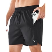 Men's 5" Gym Shorts Athletic Running Basketball Workout Short with 3 Zipper Pockets Black M