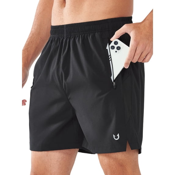 NORTHYARD Men's 5" Gym Shorts Athletic Running Basketball Workout Short with 3 Zipper Pockets Black M