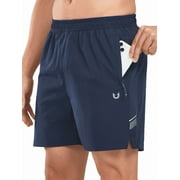 Men's 5 Inch Shorts Athletic Running Quick Dry Gym Short with Zip Pockets Navy XL