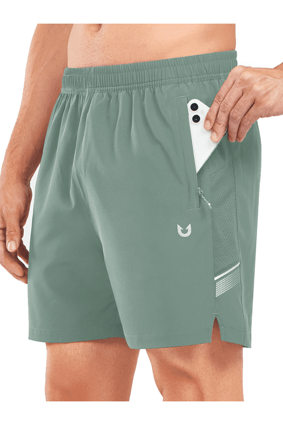 Men's 5 Inch Shorts Athletic Running Quick Dry Gym Short with Zip Pockets, Sizes S-2XL