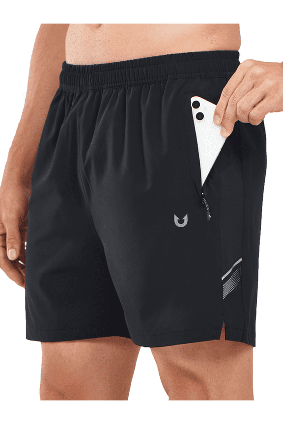 Men's 5 Inch Shorts Athletic Running Quick Dry Gym Short with Zip Pockets, Sizes S-2XL