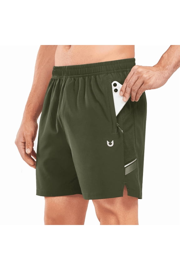 Men's 5 Inch Shorts Athletic Running Quick Dry Gym Short with Zip Pockets, Sizes S-2XL