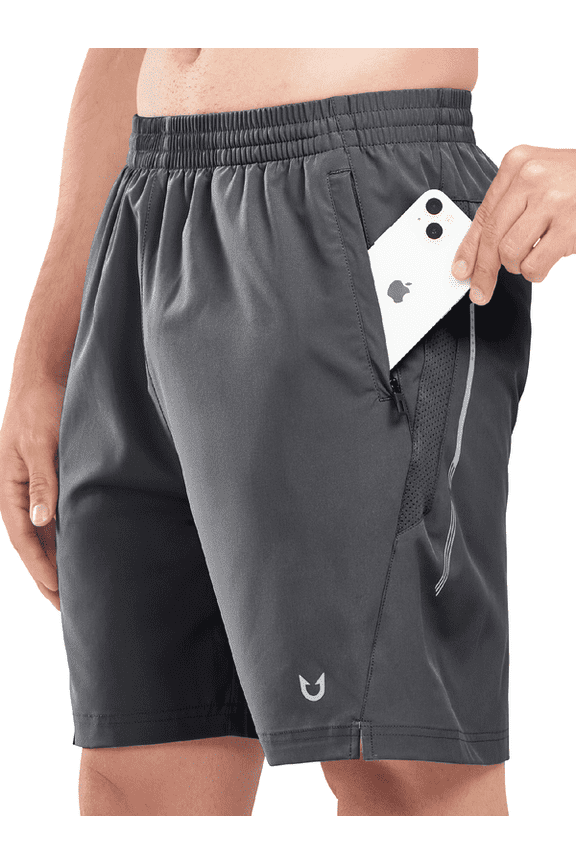 Men's 7" Running Athletic Shorts with Zipper Pockets Workout Short, Sizes S-2XL