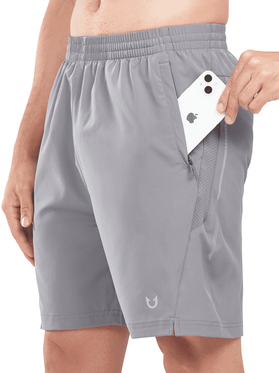 Men's 7" Running Athletic Shorts with Zipper Pockets Workout Short, Sizes S-2XL