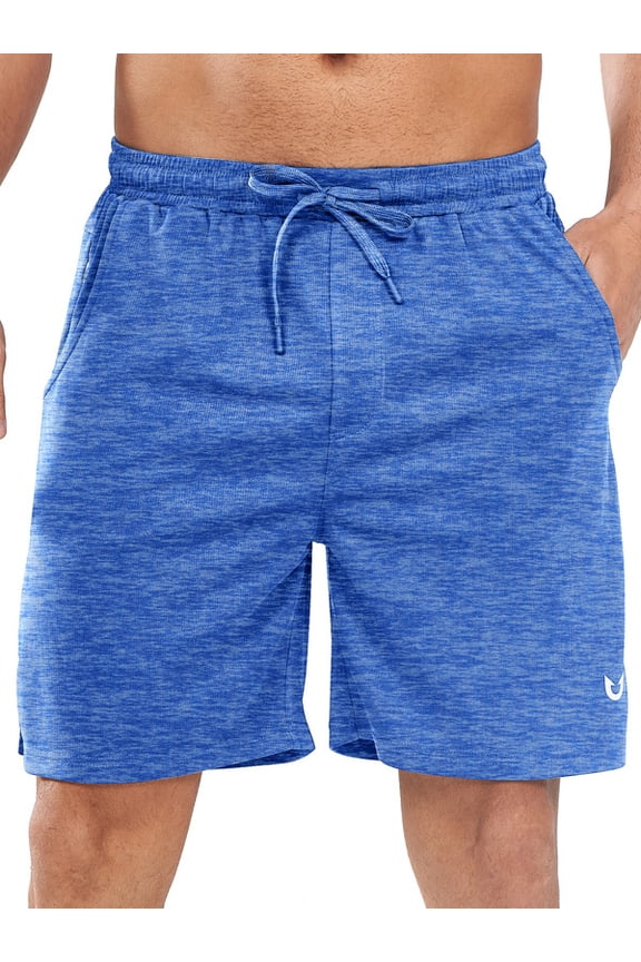 Men's 7 Inch Athletic Basketball Shorts with 4 Pockets Workout Gym Short Blue Heather M