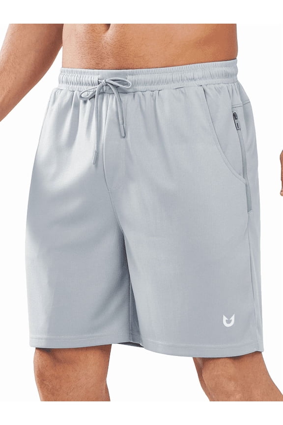 Men's 7 Inch Athletic Basketball Shorts with 4 Pockets Workout Gym Short Lightgrey XL