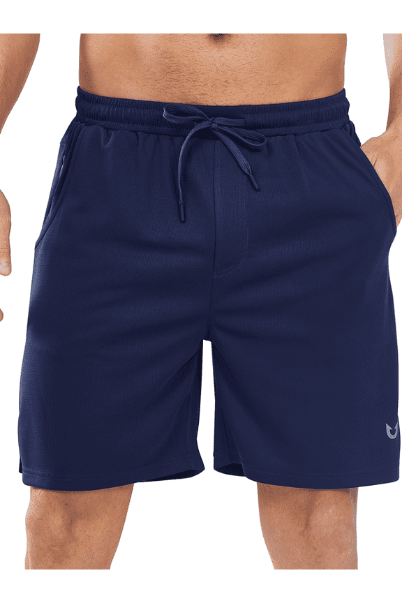 Men's 7 Inch Athletic Basketball Shorts with 4 Pockets Workout Gym Short Navy M