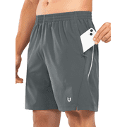 Men's 7" Running Athletic Shorts with Zipper Pockets Workout Short, Sizes S-2XL