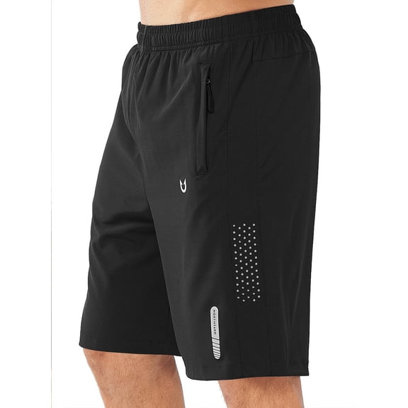 NORTHYARD Men's 9" Athletic Running Shorts Quick Dry Lightweight UPF 50 Gym Workout Short with Zipper Pockets Black L