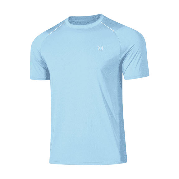 NORTHYARD Men's Athletic Shirts Running Workout Short Sleeve T-shirt Skyblue L