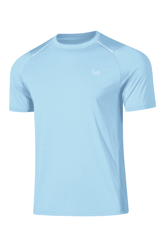 Men's Athletic Shirts Running Workout Short Sleeve T-shirt Skyblue L