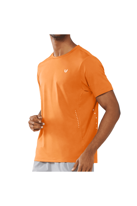 Men's Athletic T-Shirts Workout Running Short Sleeve Gym Shirts Orange XL