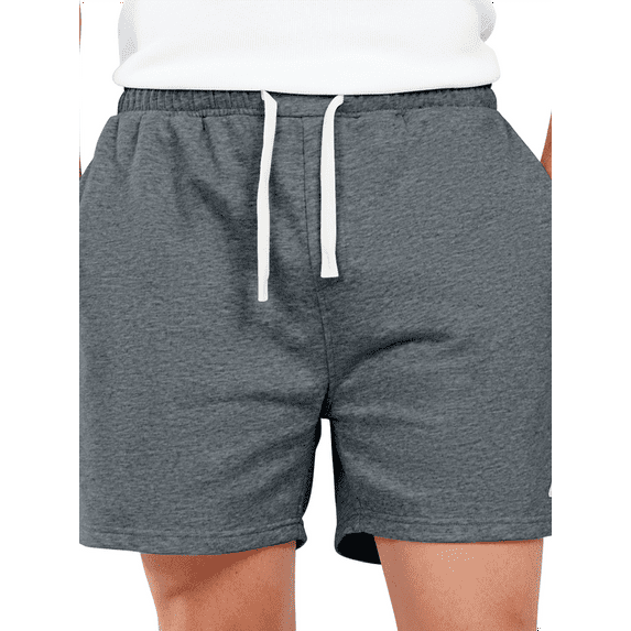 NORTHYARD Men's Sweat Shorts 5" Workout Cotton Casual Lounge Shorts with Zipper Pockets Smoke Heather M