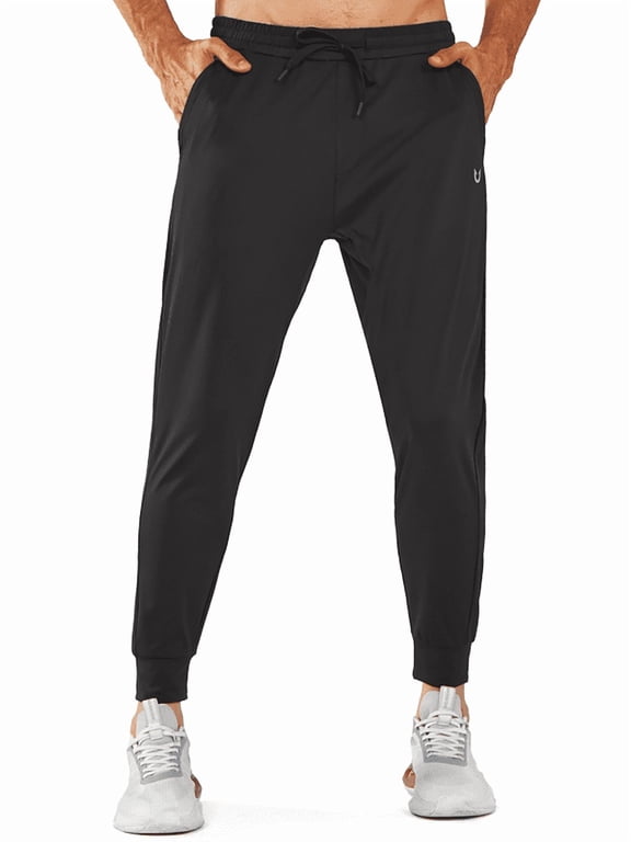 Men's Sweatpants Athletic Running Joggers with Pockets for Workout Hiking Gym Pants Black L