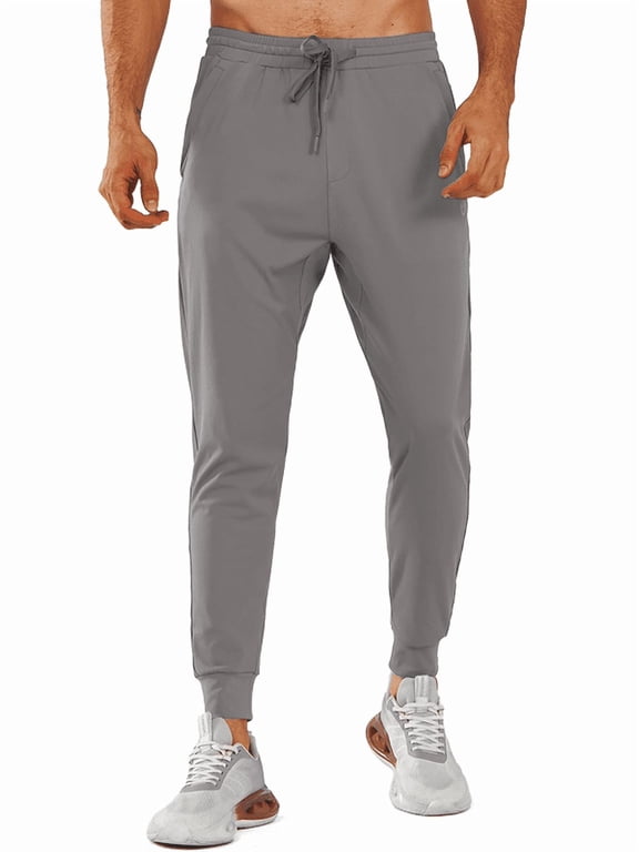 Men's Sweatpants Athletic Running Joggers with Pockets for Workout Hiking Gym Pants Lightgrey L