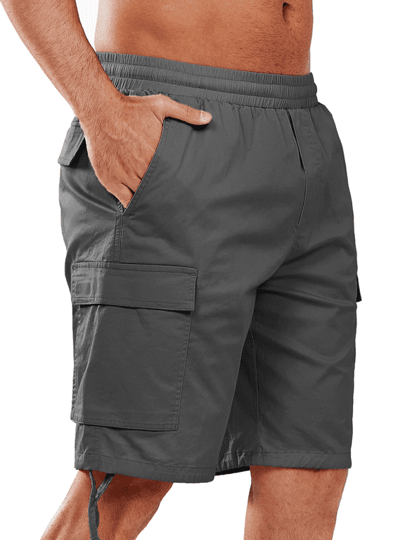 Men's Cargo Shorts Hiking Outdoor Casual Cotton Camping Shorts with Multipocket Darkgrey L