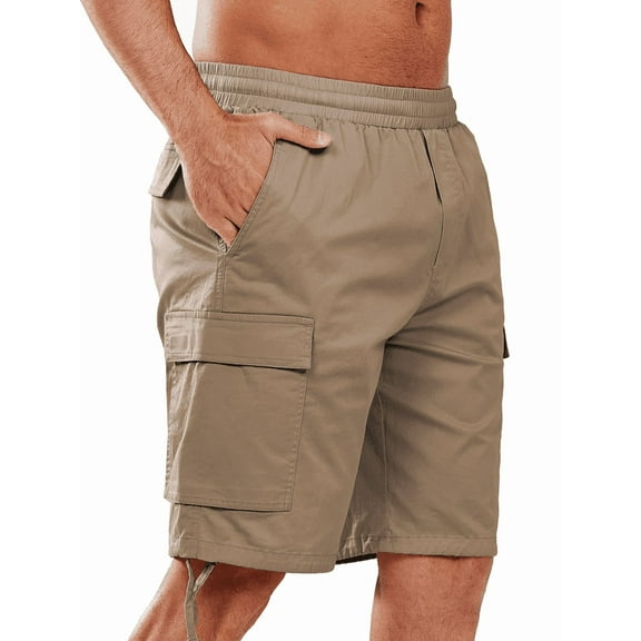 NORTHYARD Men's Cargo Shorts Hiking Outdoor Casual Cotton Camping Shorts with Multipocket Deep Khaki S