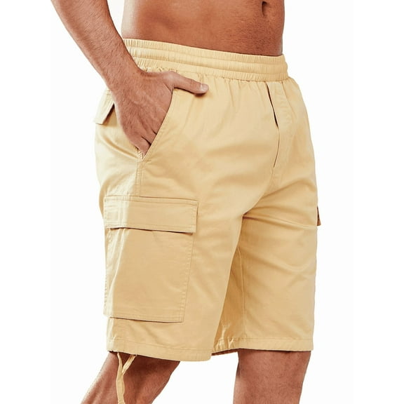 NORTHYARD Men's Cargo Shorts Hiking Outdoor Casual Cotton Camping Shorts with Multipocket Light Khaki L