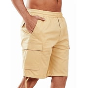 NORTHYARD Mens Cargo Shorts Hiking Outdoor Casual Cotton Camping Shorts with Multipocket Light Khaki M