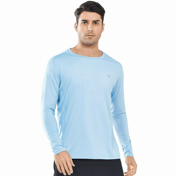 NORTHYARD Men's Fishing Shirts Long Sleeve Sun Protection UPF 50 Rash Guard UV SPF Swim Beach Hiking Skyblue L