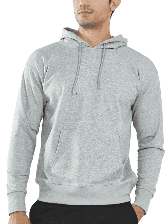 Pullover Hoodies for Men with Long Sleeve Cotton Casual Sweatshirts Grey Heather L