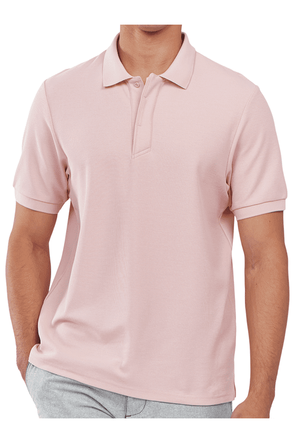 Men's Polo Shirts Golf Polos Casual Classic Short Sleeve Pink T-Shirt L