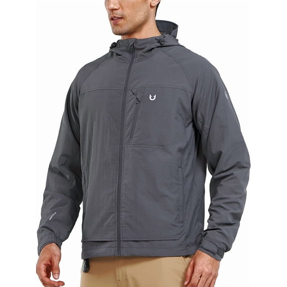 NORTHYARD Men's Rain Jacket with Hood lightweight Waterproof Raincoat Hiking Outdoor Camping Windbreaker With Zipper Pockets Darkgrey S