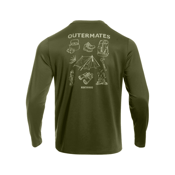 NORTHYARD Men's Rash Guard with Long Sleeves UPF 50+ Sun Protection Shirts Fishing Outdoor Hiking Swimming Beach Shirt Quick Dry Lightweight Armygreen L