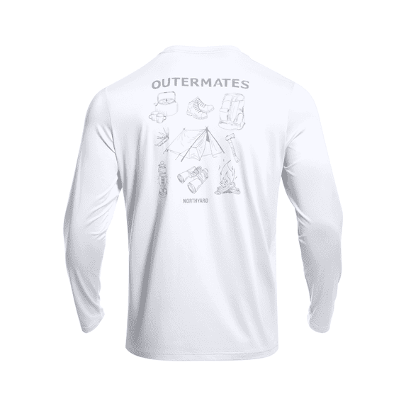 NORTHYARD Men's Rash Guard with Long Sleeves UPF 50+ Sun Protection Shirts Fishing Outdoor Hiking Swimming Beach Shirt Quick Dry Lightweight White L