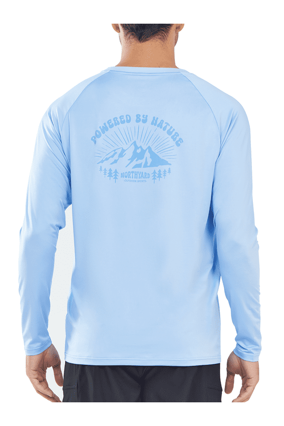 Men's UPF 50+ Sun Shirt Quick Dry Long Sleeve Athletic Running Swim Rash Guard , Sizes S-2XL
