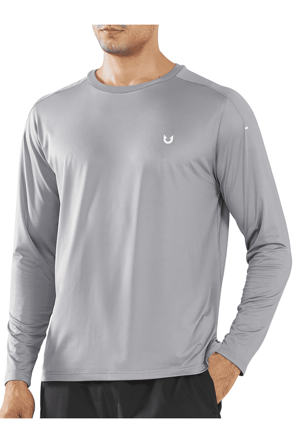 Men's and Big Men's Workout Running Shirts Athletic Long Sleeve Fishing Hiking Shirt, Sizes S-3XL