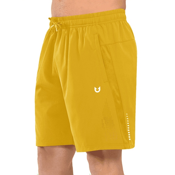NORTHYARD Men's Workout Shorts 7 Inch Breathable Athletic Running Hiking Shorts Yellow M