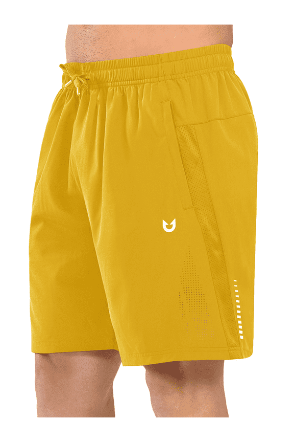 Men's Workout Shorts 7 Inch Breathable Athletic Running Hiking Shorts Yellow XL