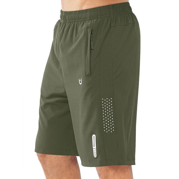 NORTHYARD Men's and Big Men's 9" Athletic Running Shorts Quick Dry Lightweight Gym Workout Short with Zipper Pockets Armygreen 3XL