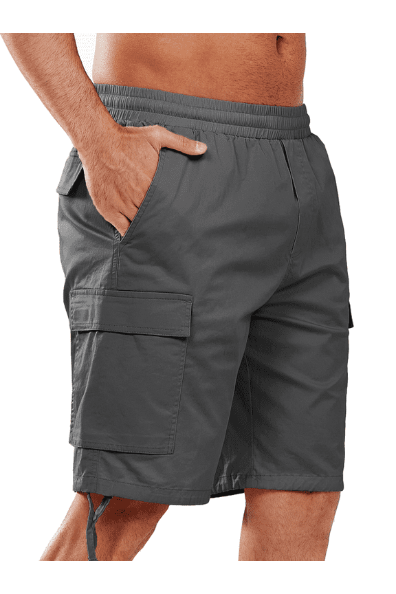 Men's and Big Men's Cargo Shorts Hiking Outdoor Casual Cotton Camping Shorts with Multipocket Darkgrey 3XL