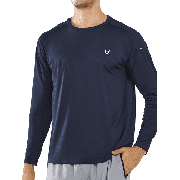 NORTHYARD Men's Workout Running Shirts Athletic Long Sleeve Fishing Hiking Shirt Navy L
