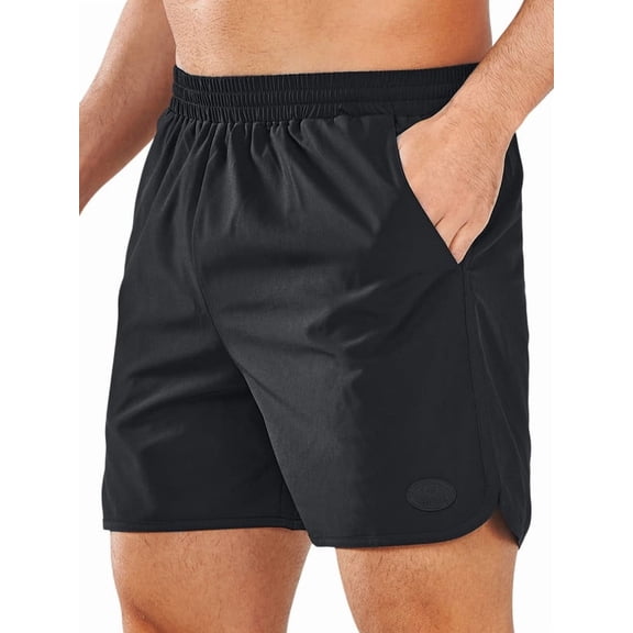 NORTHYARD Mens Swim Trunks 5" Beach Shorts with Elastic Waist Drawstring Quick Dry Bathing Suit Swimwear Mesh Lining Black L