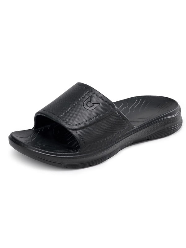 Slippers for Men with Arch Support Cloud Slides Sandals Non Slip Waterproof Shower Bathroom Pool Beach Shoes Black