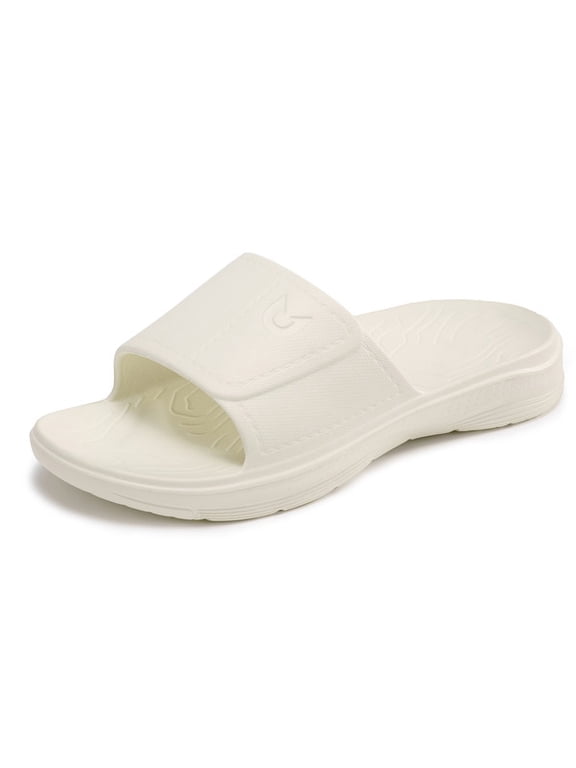 Slippers for Men with Arch Support Cloud Slides Sandals Non Slip Waterproof Shower Bathroom Pool Beach Shoes Beige
