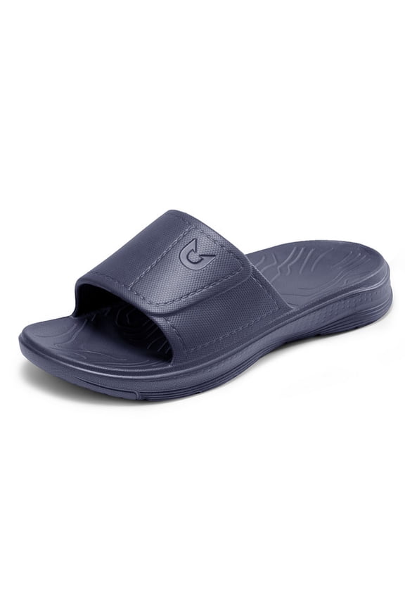 Slippers for Men with Arch Support Cloud Slides Sandals Non Slip Waterproof Shower Bathroom Pool Beach Shoes Navy