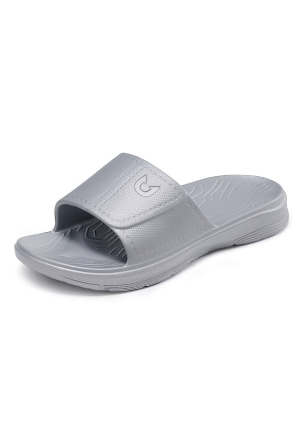 Slippers for Men with Arch Support Cloud Slides Sandals Non Slip Waterproof Shower Bathroom Pool Beach Shoes Grey