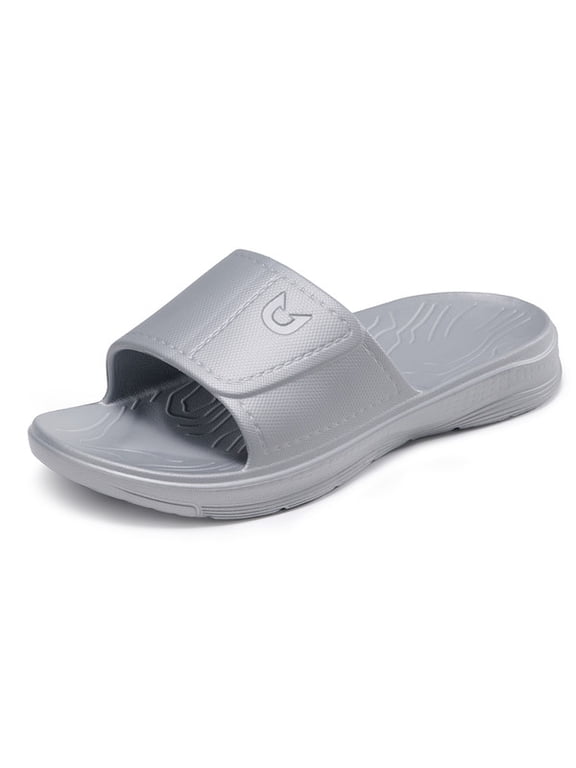 Slippers for Men with Arch Support Cloud Slides Sandals Non Slip Waterproof Shower Bathroom Pool Beach Shoes Grey
