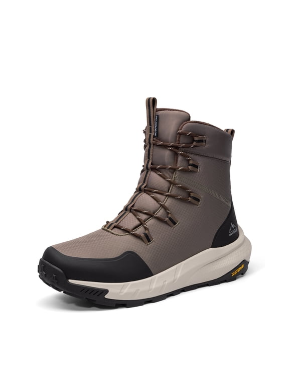 NORTIV 8 Men's Wide Winter Boots Grip on Snow Ice Insulated Waterproof Lightweight Comfortable Hiking Outdoor Boots