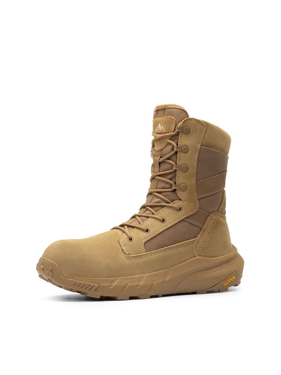 NORTIV 8 Men's 8" Composite Toe Work Boots, Lightweight Side Zipper ASTM F2412-24 & ASTM F2913-24 Safety Military Boots for All-Day Comfort, Peakforce-Nano Wide Width