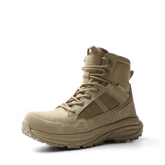 NORTIV 8 Men’s 8-Inch Tactical Work Boots, Lightweight Breathable Military Combat Boots with Side Zipper, Cushioned, for Hiking, Work & Motorcycle