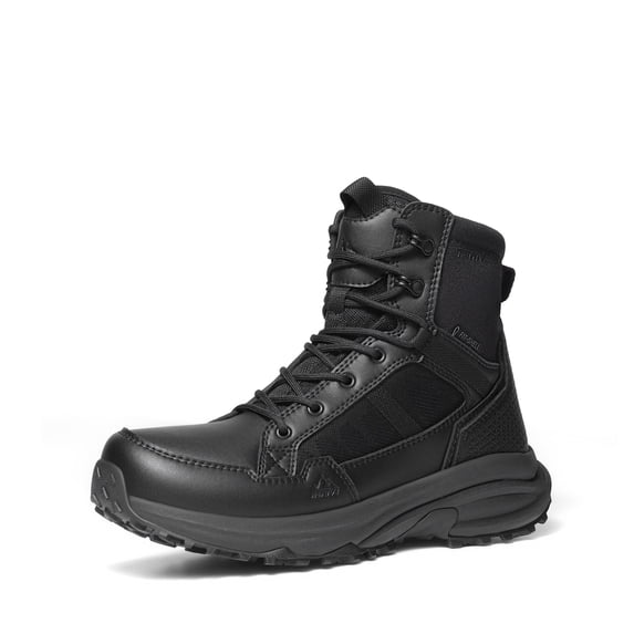 NORTIV 8 Men’s 8-Inch Tactical Work Boots, Lightweight Breathable Military Combat Boots with Side Zipper, Cushioned, for Hiking, Work & Motorcycle