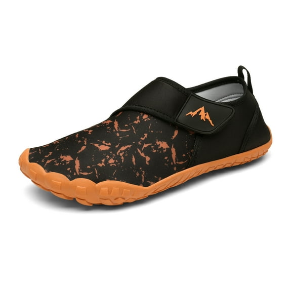 NORTIV 8 Men's Barefoot Water Shoes Lightweight Outdoor Sports Quick Dry Aqua Swim Surf Shoes SNWS222M BLACK/ORANGE Size 12