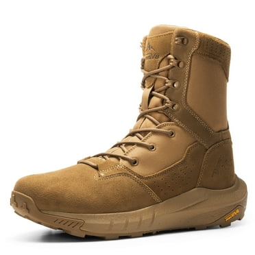 NORTIV 8 Men's Breathable Military Tactical Work Boots Side Zipper Cushion Sole Leather Lightweight Hiking Motorcycle Combat Army Boots with Arch Support